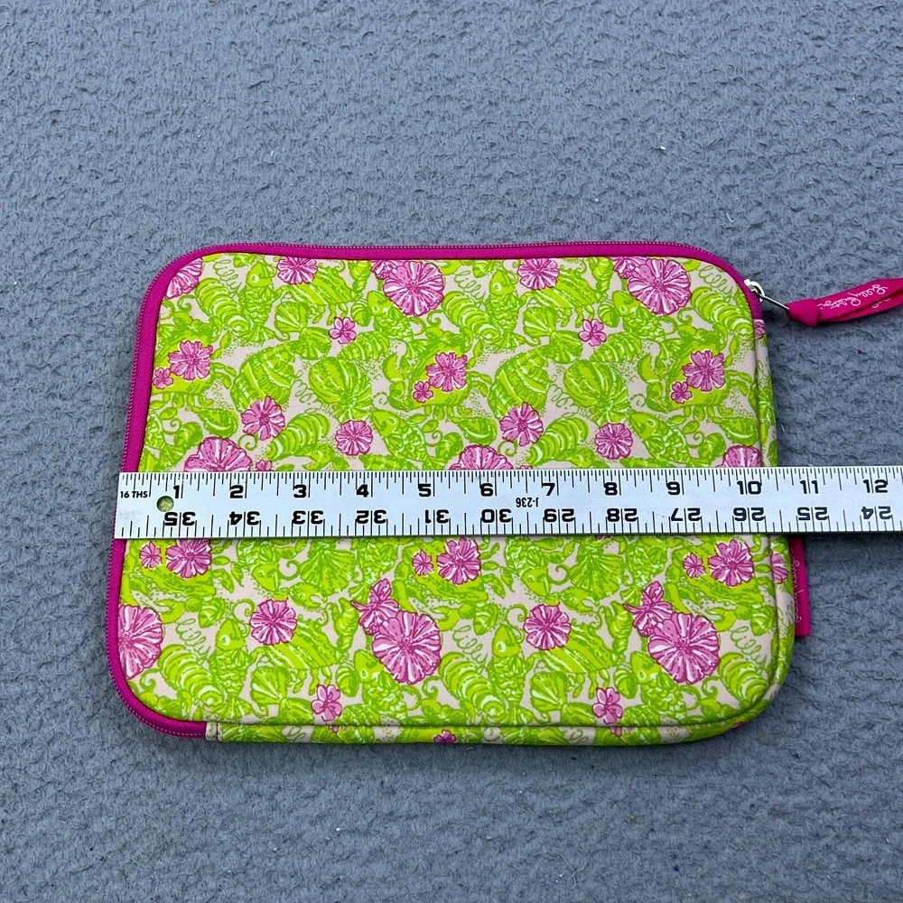 Lilly Pulitzer iPad Tablet Sleeve Case Zip Pink‎ Green Floral Neoprene 8x10